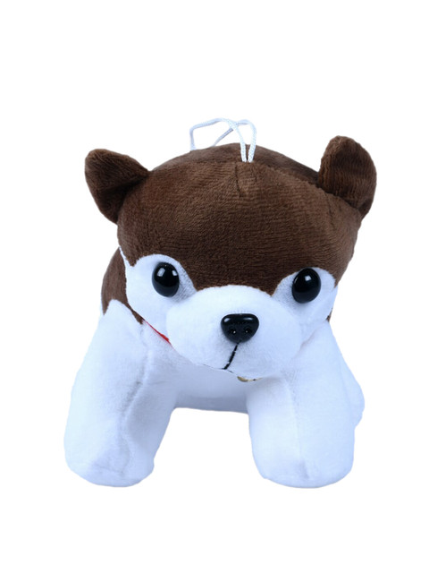 

DukieKooky Unisex Kids Brown & White Solid Polyester Bell Dog Soft Toy