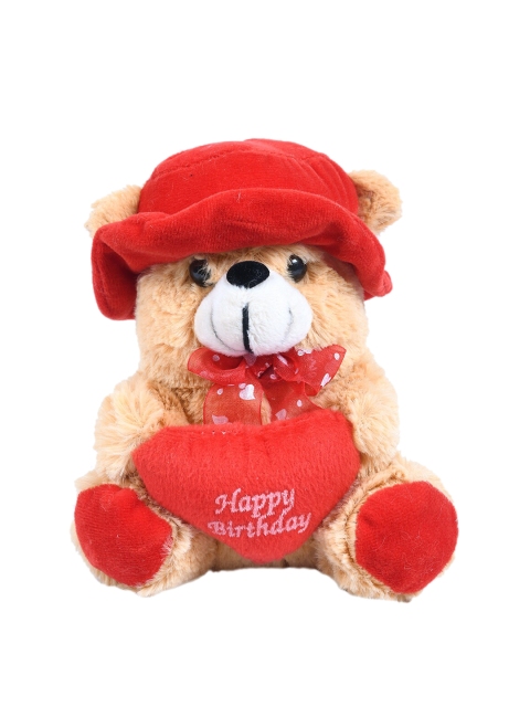 

DukieKooky Unisex Kids Beige & Red Solid Littile Teddy Bear With Hat And Heart Soft Toy