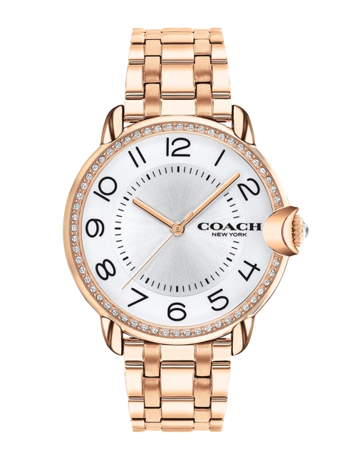 

Coach Women Silver-Toned Dial & Rose Gold Toned Stainless Steel Straps Analogue Watch CO14503809W
