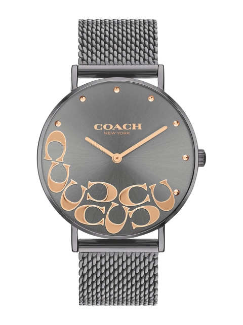 

Coach Women Grey Embellished Dial & Grey Stainless Steel Bracelet Style Straps Analogue Watch CO14503825W