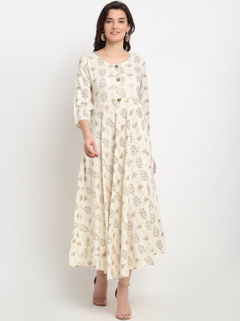 

Lovely Lady Cream-Coloured Floral Maxi Dress