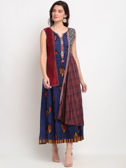 

Lovely Lady Maroon Ethnic Motifs Maxi Dress