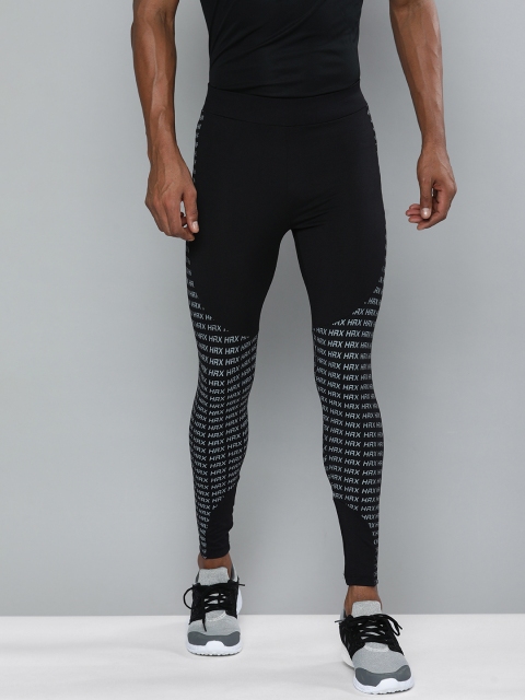 

HRX By Hrithik Roshan Training Men Jet Black Rapid-Dry colourblock Tights