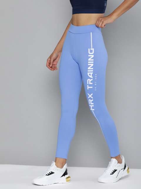 

HRX By Hrithik Roshan Training Women Jacaranda Rapid-Dry Brand Carrier Tights, Blue