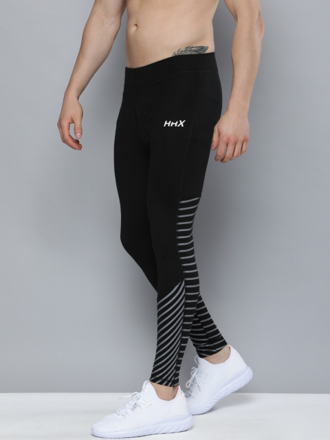 

HRX By Hrithik Roshan Training Men Iron & Jet Black Rapid-Dry colourblock Tights