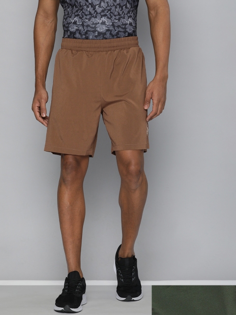 

HRX By Hrithik Roshan Men Pack of 2 Solid Rapid-Dry Training Shorts, Brown