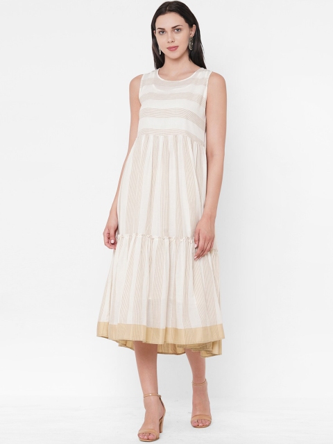 

ZOLA Brown Striped Midi Dress