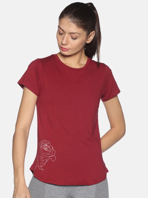 

Soul Space Women Red Extended Sleeves Raw Edge T-shirt