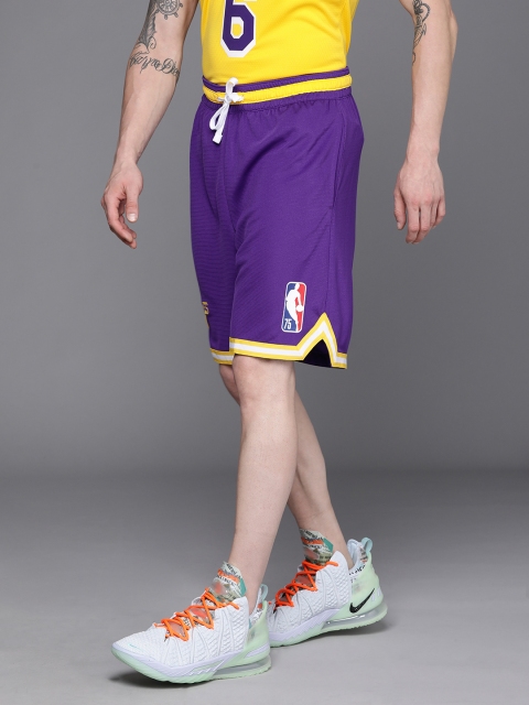 

Nike Men Purple Loose Fit Dri-FIT Los Angeles Lakers DNA Courtside 75 Basketball Shorts