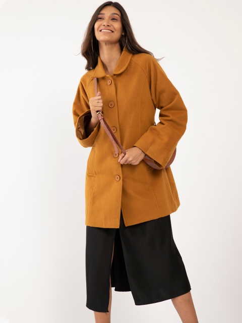 

Zink London Women Tan Brown Solid Overcoat