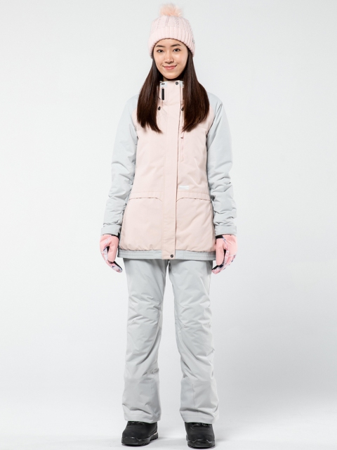 

WEDZE By Decathlon Women Pink & Grey Acrylic Outdoor Sporty Jacket