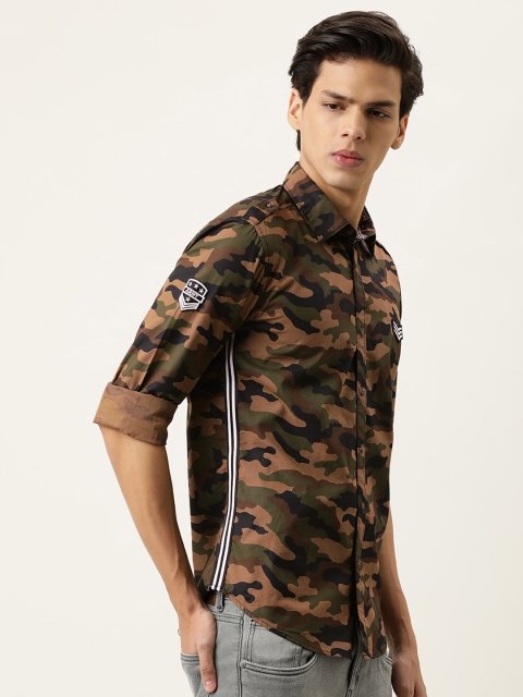 

IVOC Men Brown Slim Fit Opaque Printed Casual Shirt