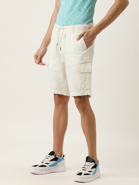 

IVOC Men White Slim Fit Cargo Shorts