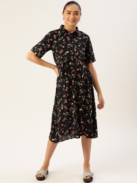 

The Vanca Black Floral Maternity Dress