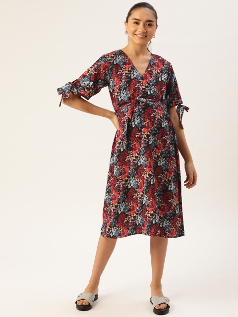 

The Vanca Black & Red Floral Maternity Dress