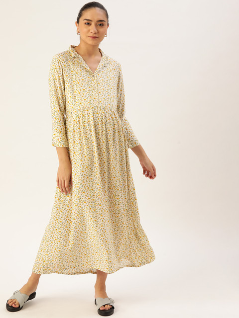 

The Vanca Cream-Coloured Floral Maternity Maxi Dress