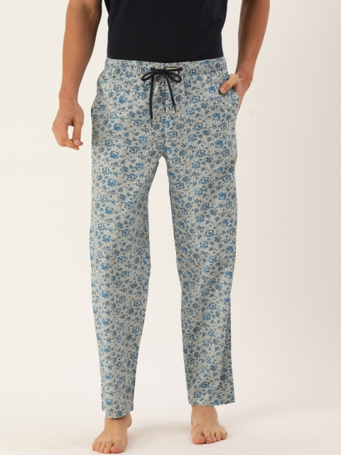 

Bene Kleed Men Grey & Blue Printed Pure Cotton Lounge Pant