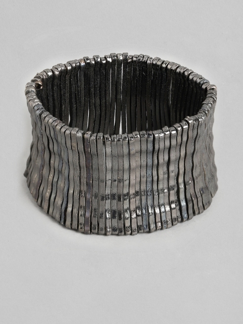 

RICHEERA Women Gunmetal-Toned Elasticated Bracelet, Metallic