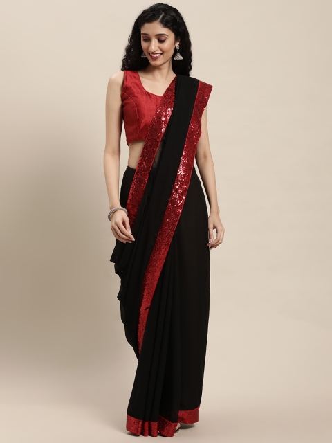 

Mitera Black Sequinned Poly Georgette Saree