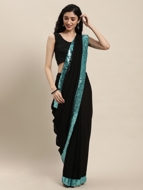 

Mitera Black Sequinned Poly Georgette Saree