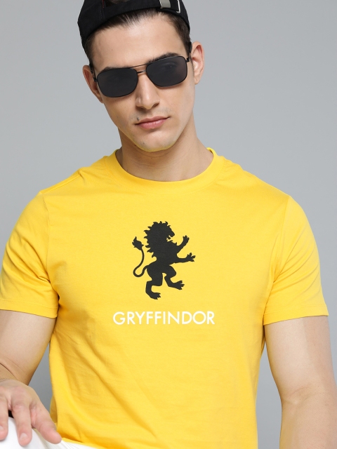 Kook N Keech Harry Potter Unisex Yellow Typography Printed Pure Cotton T-shirt