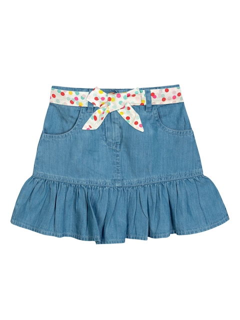 

Budding Bees Infant Girls Blue Solid Straight Knee-Length Pure Cotton Skirt