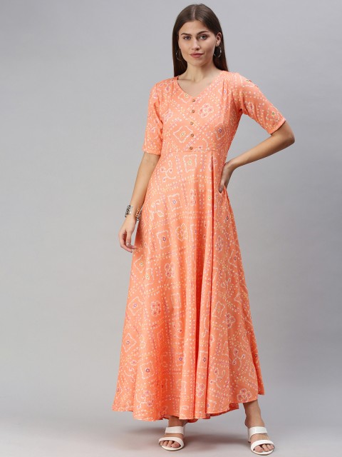

Swishchick Orange Ethnic Motifs Ethnic Maxi Dress