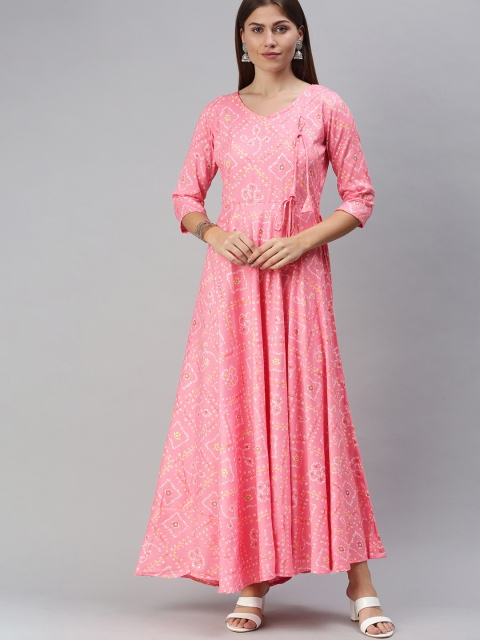 

Swishchick Pink Ethnic Motifs Ethnic Maxi Dress