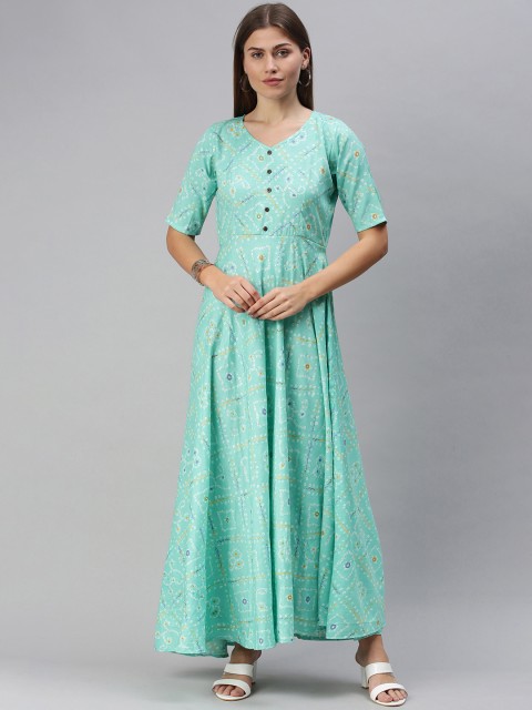 

Swishchick Sea Green Ethnic Motifs Ethnic Maxi Dress