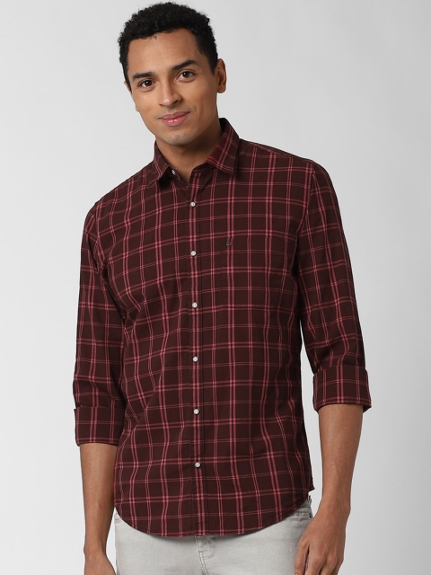 

Peter England Casuals Men Maroon Slim Fit Opaque Checked Cotton Casual Shirt