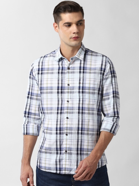 

Peter England Casuals Men White Slim Fit Tartan Checks Opaque Checked Cotton Casual Shirt
