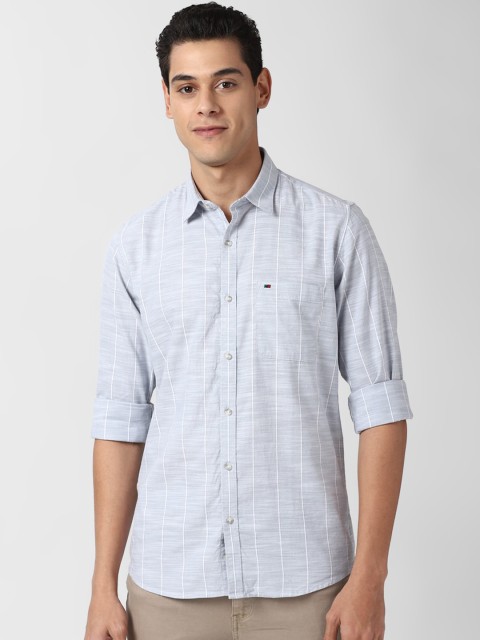 

Peter England Casuals Men Grey Slim Fit Opaque Striped Casual Shirt