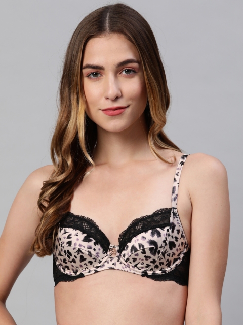 

Marks & Spencer Beige & Black Abstract Lace Underwired T-shirt Bra