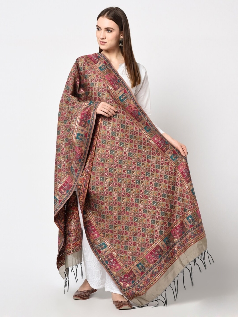 

Safaa Grey & Red Woven Design Cotton Silk Dupatta