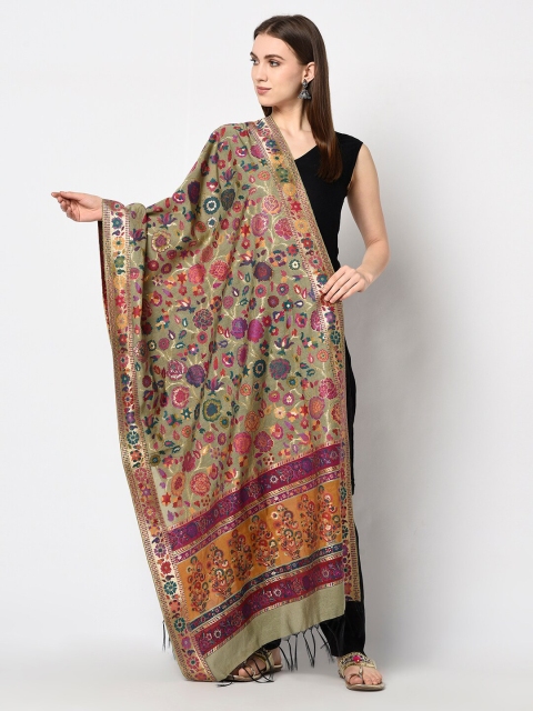 

Safaa Khaki & Pink Woven Design Cotton Silk Dupatta