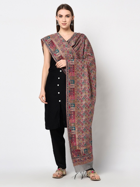

Safaa Grey & Peach-Coloured Woven Design Cotton Silk Dupatta