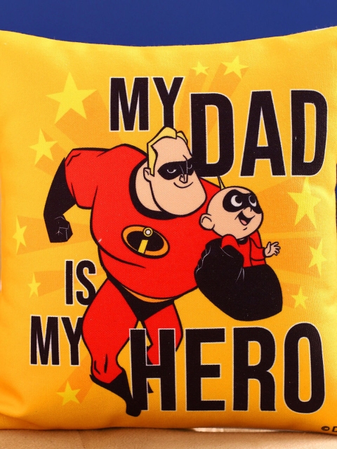 

Ferns N Petals Yellow & Red Disney My Dad Is My Hero Printed Cushion