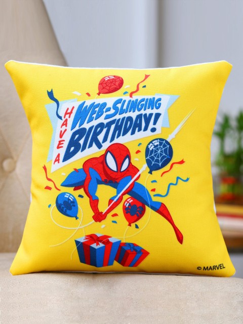 

Ferns N Petals Yellow & Blue Have A Web Surging Birthday Printed Cushion