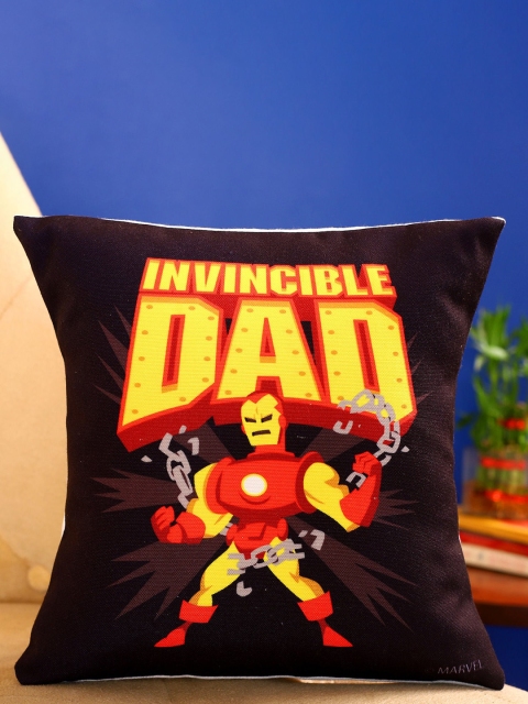 

Ferns N Petals Black & Yellow Marvel Invincible Dad Printed Cushion