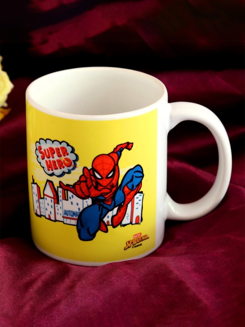 

Ferns N Petals Yellow & White Marvel Spiderman Printed Ceramic Glossy Mug