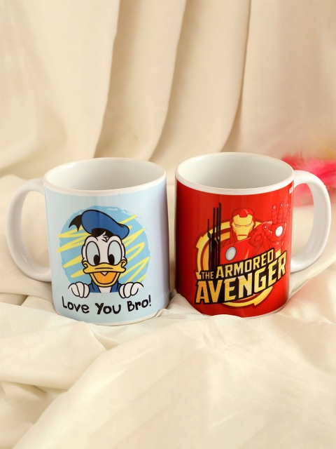 

Ferns N Petals Set Of 2 Multicoloured Donald Duck & Iron Man Printed Ceramic Glossy Mugs, Multi