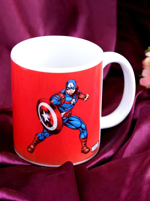 

Ferns N Petals White & Red Captain America Printed Ceramic Glossy Mug
