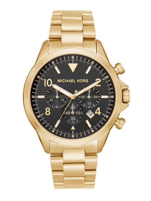 

Michael Kors Men Black Dial & Gold-Toned Straps Chronograph Gage Analogue Watch MK8827