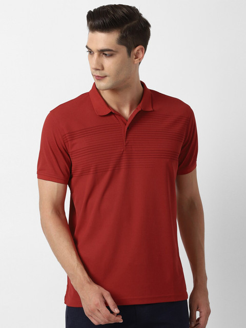 

Louis Philippe Sport Men Maroon Striped Polo Collar Slim Fit Cotton T-shirt