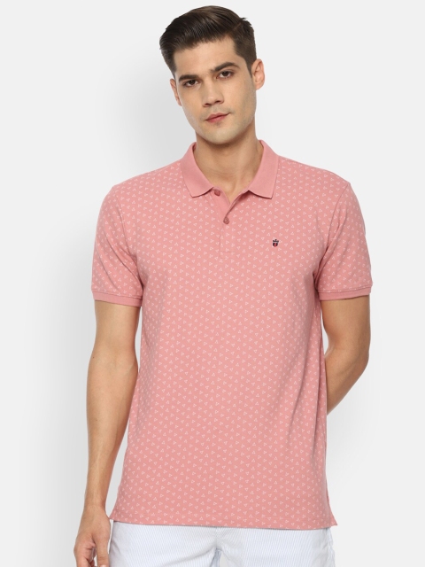 

Louis Philippe Sport Men Pink & White Printed Polo Collar Slim Fit Cotton T-shirt