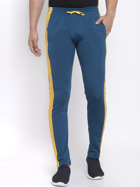 

Xee Men Blue & Yellow Colourblocked Active Track Pants
