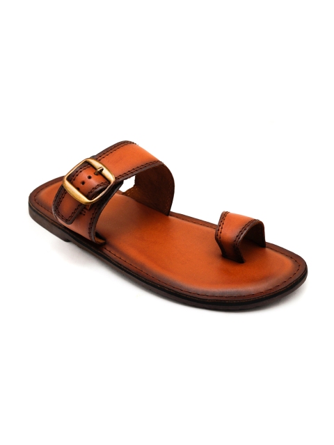 

TRENDS & TRADES Men Tan & Gold-Toned Comfort Sandals