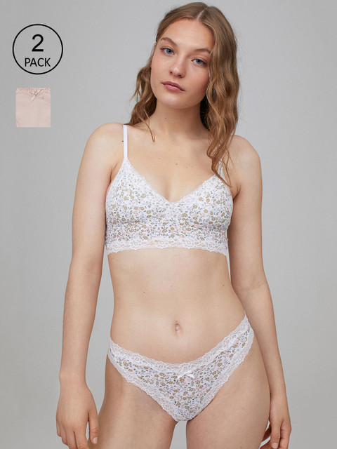 

H&M White & Pink 2-Pack Mesh Brazilian Briefs