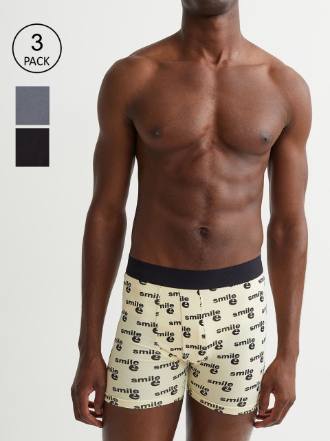 

H&M Men Black & Grey 3-Pack Mid Trunks