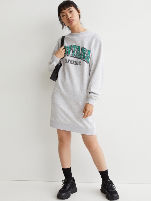 

H&M Women Grey Sweatshirt Dress